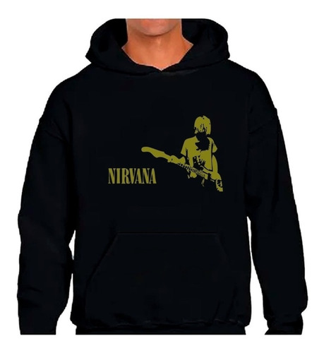 Imagen 1 de 2 de Poleron Estampado Con Diseño Nirvana Guitarra