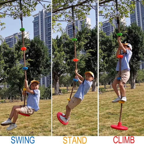 Cuerda de escalada de árbol y asiento de columpio de disco para niños,  accesorios para patio trasero al aire libre