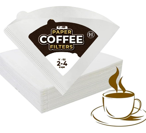 Filtros De Café V02 Tamaño 02, 100 Unidades, Blanco Natural,