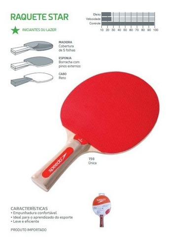 Raquete Para Ping Pong Tênis De Mesa Star Speedo 978115