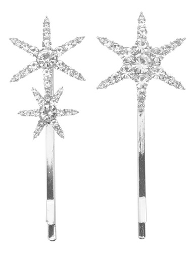 2 Pinzas Para El Pelo Con Forma De Estrella Con Diamantes De