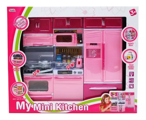 Mini Cozinha Boneca Barbie Completa Armario Geladeira Menina