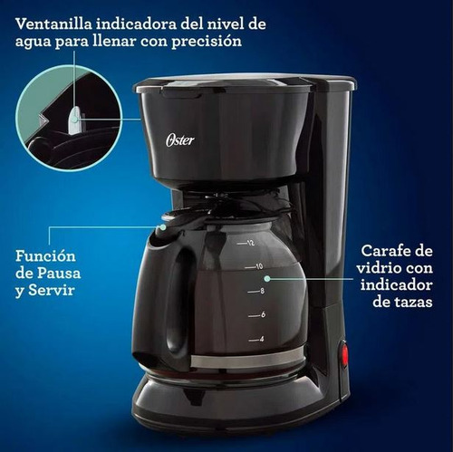 Cafetera Goteo Oster Automática 12 Tazas Filtro Permamente
