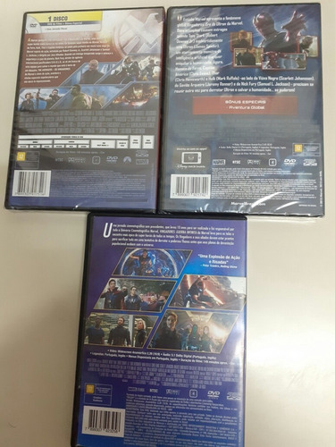 Dvds Coleção Vingadores 1,2,3/original/dublado/lacrado/marve