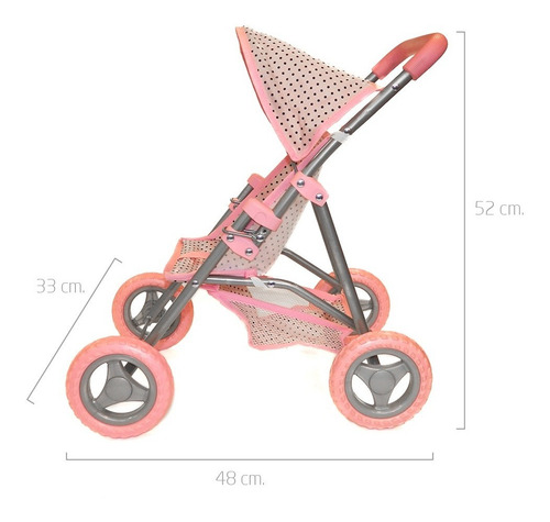 Imagen 3 de 10 de Set Cochecito Muñeca Metal Grande Cuna Y Silla Comer Cuby Pr
