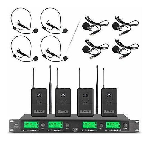 Sistema De Micrófono Inalámbrico Pro Audio Uhf 4 Canales 4 B