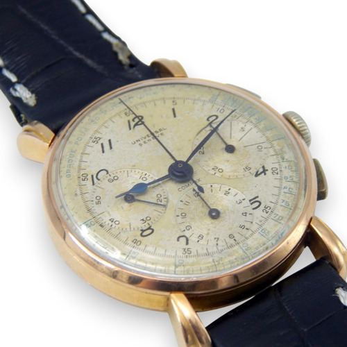 Cronógrafo Genève Compax De Cuerda Manual Oro 18kt Negro Dorado Beige (Usado)