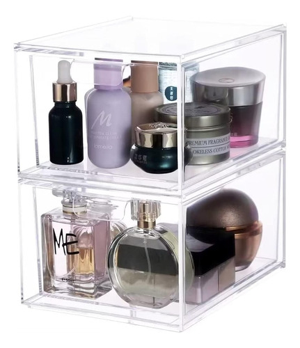 2 Pack Clear Makeup Organizer For Vanity Stackable Acrylic C