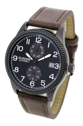 Reloj Europa By Diesel Hombre 4009 Eco Cuero Metal Wr Fecha