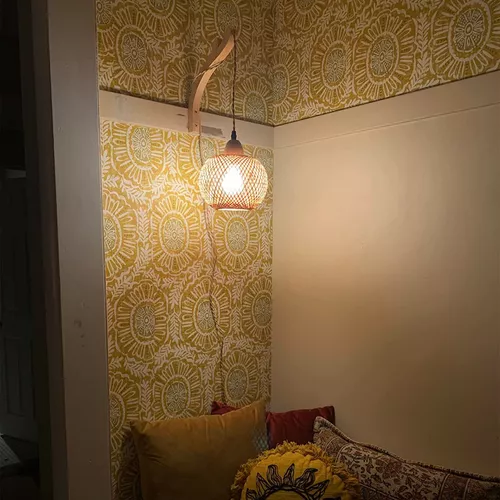 Frideko - Lámpara de pared de ratán con cable de enchufe, tejida a mano,  apliques de pared de cuerda de papel, aplique de pared de granja, lámpara  de