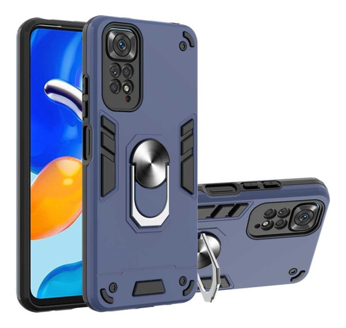 Funda For Xiaomi Redmi Note 11s 4g Con Anillo Metálico Azul