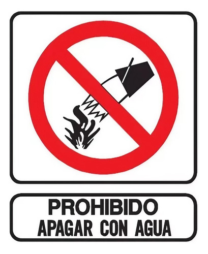 Cartel Prohibido Apagar Con Agua 22x26 Cm Señalización