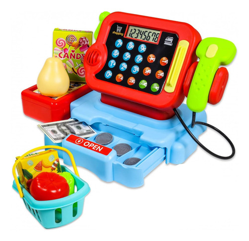 Caixa Registradora Infantil Com Luz E Som Cor Vermelho