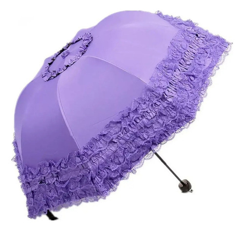 Sombrilla De Encaje Con Protección Solar Uv Kawaii Gótico Color Purple Diseño De La Tela Lace