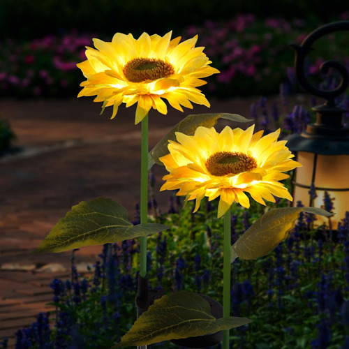 Forup 2 Luz Solar Para Jardin Girasol Acampar Led Patio