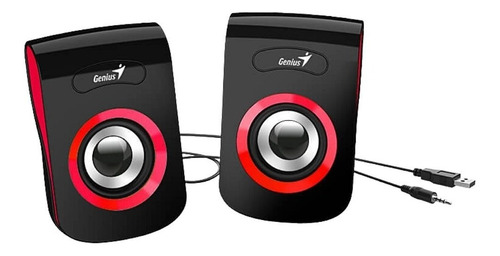 Imagen 2 de 3 de Parlante Para Computador Estéreo Genius Sp-q180 Rojo