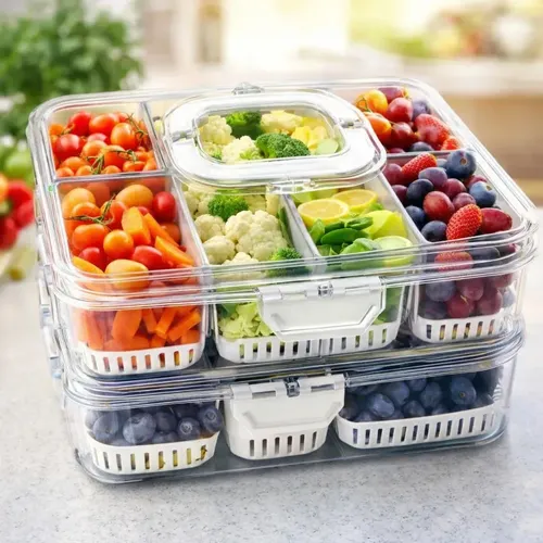 Pote Organizador de Geladeira com Tampa Hermética 4 Divisórias Ac...