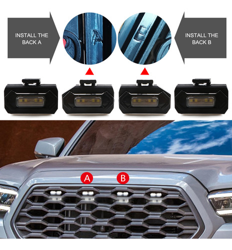 4 Piezas De Luces Led Para Parrilla Delantera Con Fusible Ad