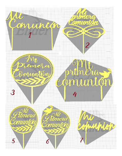 Cake Topper Comunión/bautismo Y Nombre Personalizado Dorado Comunion-bautismo