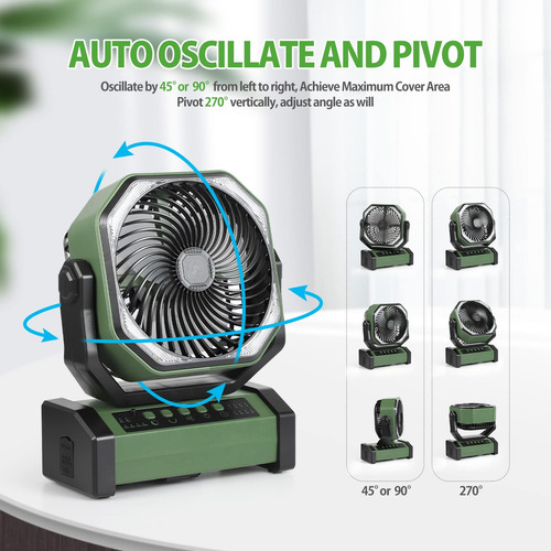 Ventilador De Camping Addacc De 20000 Mah, Recargable, Con L