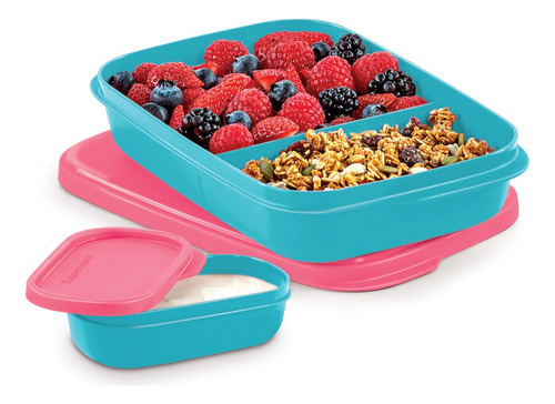 De Recipiente Con Divisiones Tupperware 2 Color Azul Acero