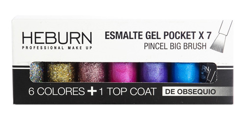 Heburn Set X7 Esmalte Gel Pocket 03 Color Uñas Manicuría