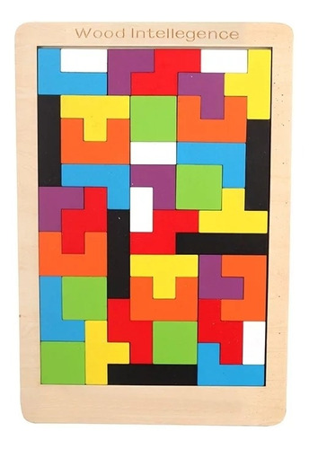 Imagen 1 de 8 de Tetris Portátil Madera Juguete Didáctico Puzzle Educativo