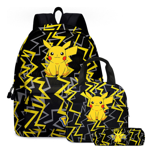 Mochila Escolar Para Niños Pokémon Pikachu, Lonchera, Estuch