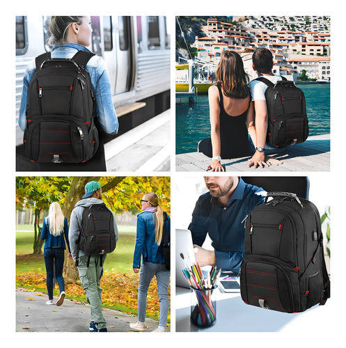 Mochila De Viaje Para Laptop, Mochila Extra Grande De 50 Li. Color Rfid 17.3 Pulgadas Negro