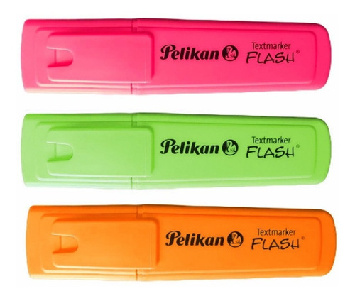 Set 3 Destacadores Pelikan Punta Biselada Colores Fluor Neon