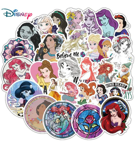 50 Stickers De Princesa Disney - Etiquetas Autoadhesivas