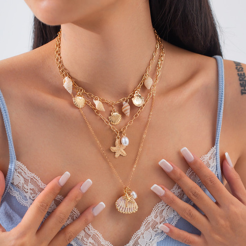Juego De Collares Con Colgante De Concha Y Concha De Estrell