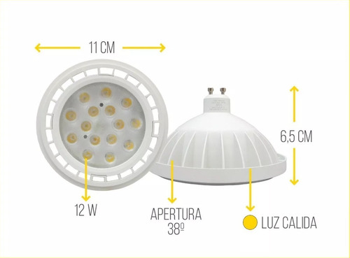 Lampara Led Halospot 12w Luz Cálida Rosca Gu10 Tipo Ar111