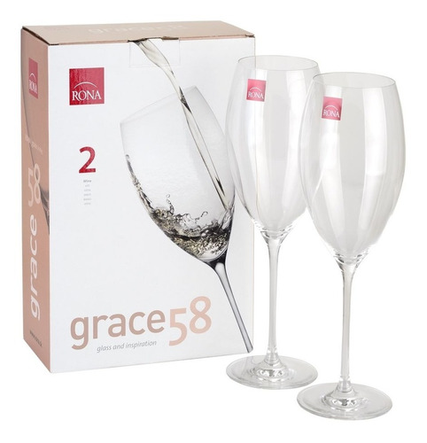 Caja X2 Copas Cristal Rona Grace 580cc Vino Degustacion Cuot