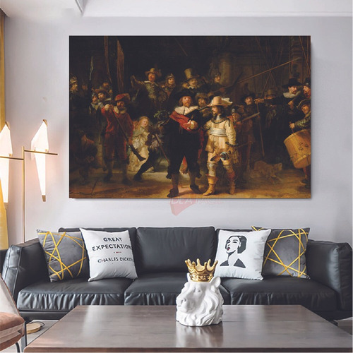 Cuadro La Ronda Noche Rembrandt 90x60cm Canvas Crt12