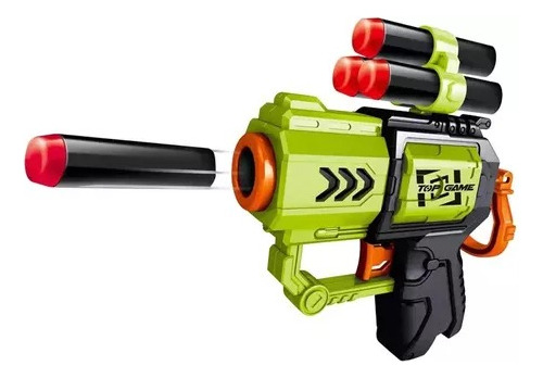 Pistola Air Blaster Lanza Dardos Verde Con 6 Dardos Juguete 