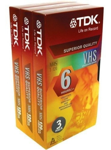 Tdk 120 Min Vhs Video Cassette Paquete De 3