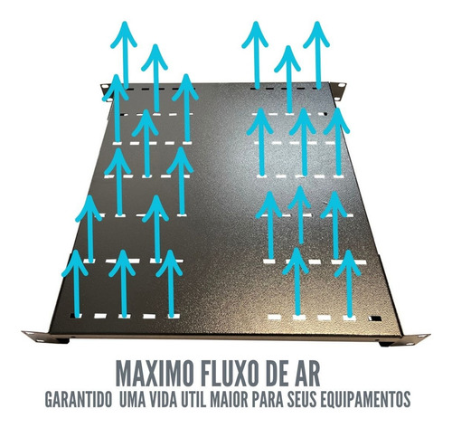 Bandeja Fixa Ventilada 1 U X 500 Mm Rack Padrão 19 Rackfort Cor Preto