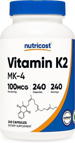 Original Nutricost K2 Mk-4 100 Mcg, 240 Cap, 240 Ser, Mk4