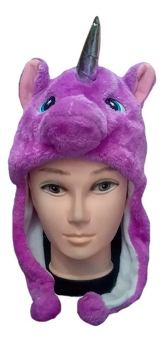 Gorro Con Orejas Felpa  Unisex  Niños Unicornio Violeta