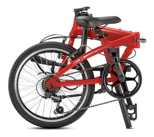 Imagen 2 de 2 de Bicicleta urbana plegable Tern Link A7 R20 Único frenos v-brakes cambio Shimano Tourney color matte red/white con pie de apoyo