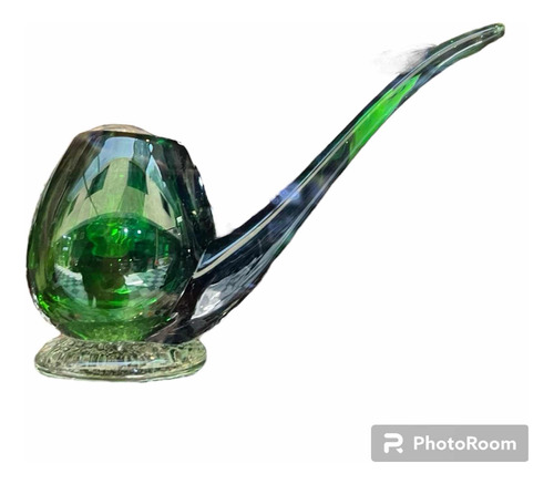 Yh Antigua Pipa Adorno Murano Verde Grande Deco Retro Vintag