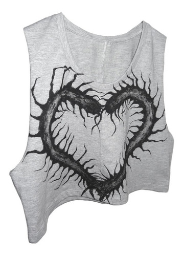 Imagen 3 de 5 de Musculosa Crop Love Centipede Recortada Pintado A Mano