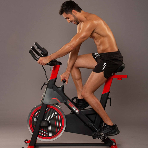 Bicicleta Spinning Sb 1000 E Aparelho De Remo 3 Em 1 Genis Cor Preto e Vermelho