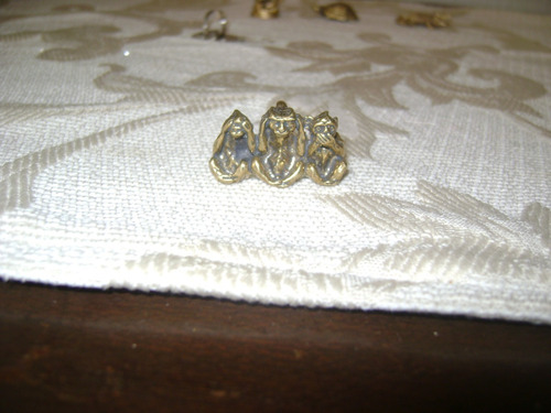 Antigua Miniatura Bronce Los 3 Monos Sabios Antibes Francia (Usado)