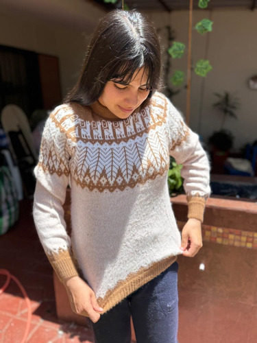 Sueter Pulover De Lana De Alpaca Clásico Hojitas
