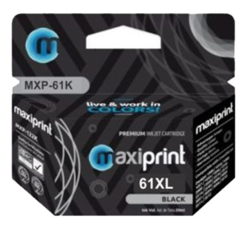 Cartucho De Tinta Maxiprint 61xl Negro Compatible Con Hp