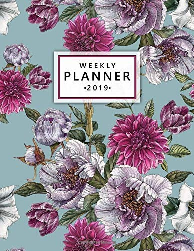 Weekly Planner 2019 Peonies, Datura Flower, Dahlias And Tuli