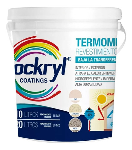 Pintura Aislante Termica Rockryl Termomuro 20l Colores Suave