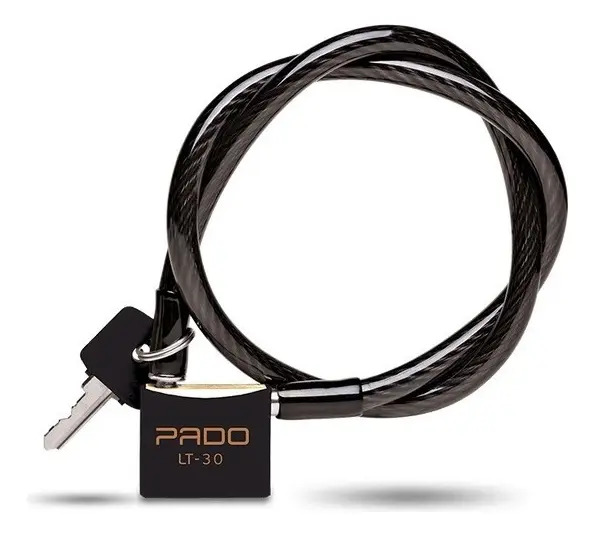 Cadeado Bicicleta Cabo Aço Bike Preto Pado 1200mm - T. Foods